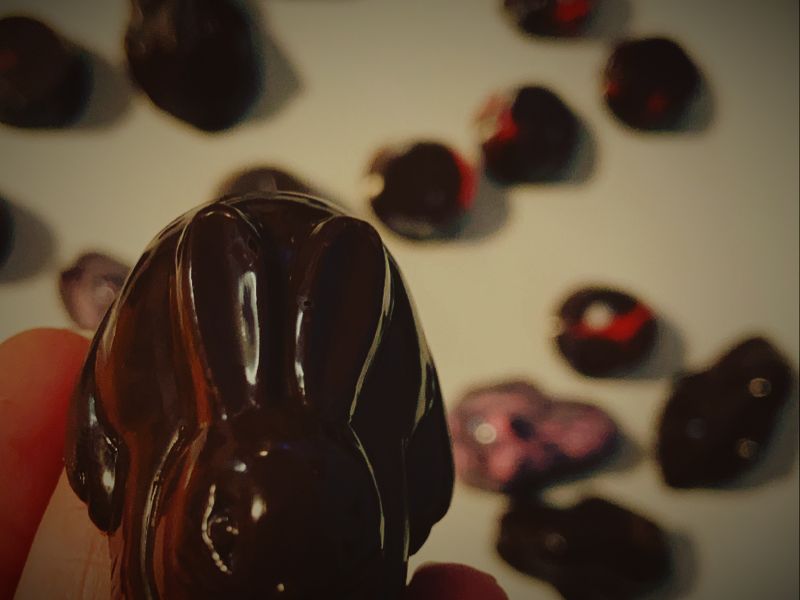 A glossy chocolate Easter bunny